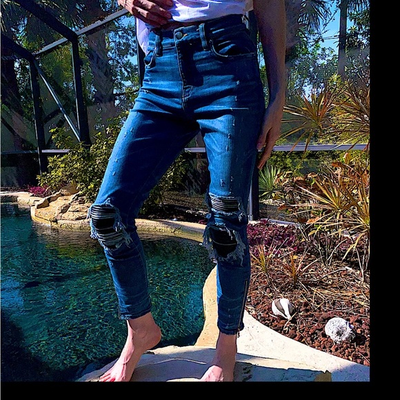 NWT Rare ladies amiri mx1 medium indigo ankle zipper leather patchwork pleated - Picture 11 of 17